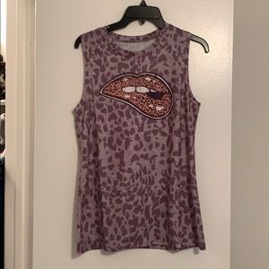*New* Leopard print lips tank